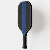 Elegant zwart en blauw gelekt leder pickleball paddle (Links)