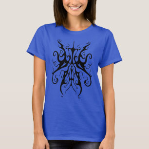 Elegant zwart en blauw tribal masker abstract t-shirt