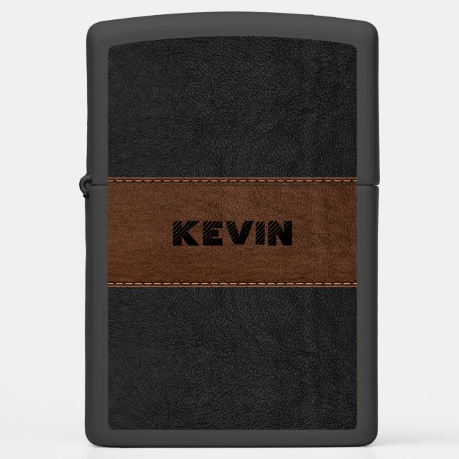 Elegant zwart en bruin  leder (Voorkant)