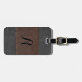 Elegant zwart en bruin leder bagagelabel (Voorkant horizontaal)