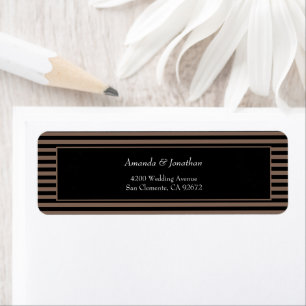Elegant Zwart en Bruin Strepen Retouradres Etiket
