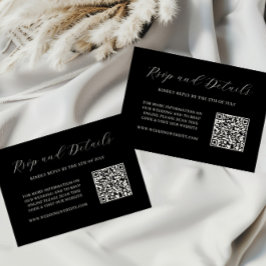 Elegant Zwart en Cream QR Code Bruiloft RSVP Kaart