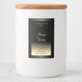 Elegant zwart en crèmeetiket zacht glitter voedselcontainer etiket (Voorkant)