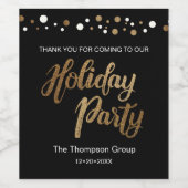 Elegant Zwart en Gedrukt Goud Gepersonaliseerd Wijn Etiket (Enkel label)