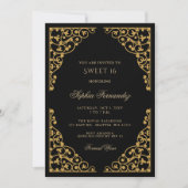 Elegant zwart en Gold Sweet 16 Kaart (Voorkant)