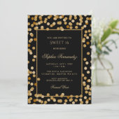 Elegant zwart en Gold Sweet 16 Kaart (Staand voorkant)