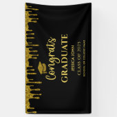 Elegant Zwart en Goud 2025 Gefeliciteerd Afstudere Spandoek (Verticaal)