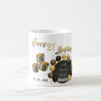 Elegant zwart en goud 21e verjaardag Mok souvenir