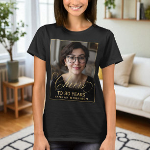 Elegant zwart en goud 30e verjaardag Party Foto T-shirt