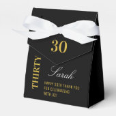 Elegant zwart en goud 30e verjaardagsfeest bedankdoosjes (Voorkant Zijde)