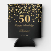 Elegant Zwart en Goud 50e Verjaardagsfeest Blikjeskoeler (Voorkant)