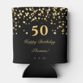 Elegant Zwart en Goud 50e Verjaardagsfeest Blikjeskoeler (Achterkant)
