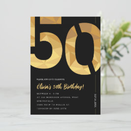 Elegant zwart en goud 50ste verjaardagsfeest kaart