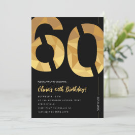Elegant zwart en goud 60ste verjaardagsfeest kaart