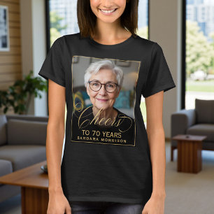 Elegant zwart en goud 70e verjaardag Party Foto T-shirt