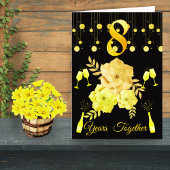 Elegant zwart en goud 8e bruiloft Jubileum Kaart