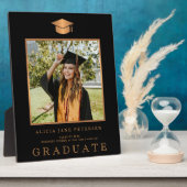 Elegant zwart en goud afstuderen foto afstuderen fotoplaat (Zijkant)