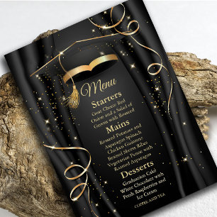Elegant zwart en goud Afstuderen Kaart