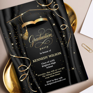 Elegant zwart en goud Afstuderen Kaart
