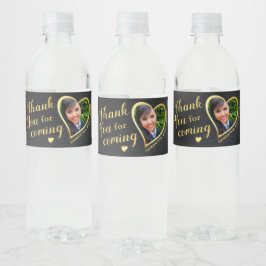 Elegant zwart en goud Bedankt 2025 Afstuderen Waterfles Etiket