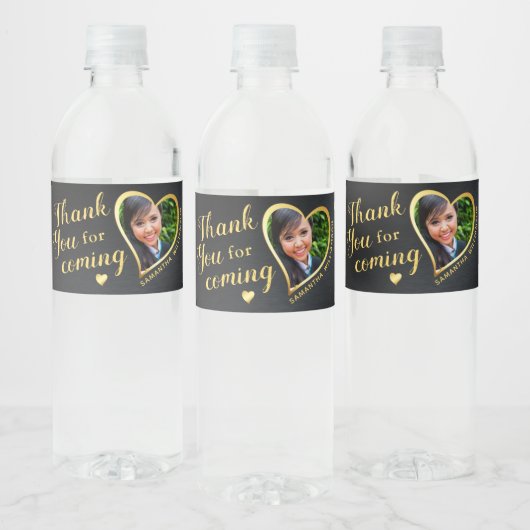 Elegant zwart en goud Bedankt 2025 Afstuderen Waterfles Etiket (Flessen)