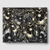 Elegant Zwart en Goud Bloemen Bruiloft Gastenboek (Achterkant)