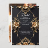 Elegant zwart en goud bloemen luxe ontwerp kaart (Voorkant / Achterkant)