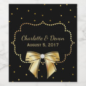 Elegant Zwart en Goud Bruiloft Wijn Label Wijn Etiket (Enkel label)