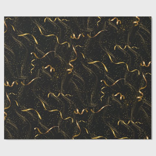 Elegant zwart en goud cadeaupapier (Vlak)