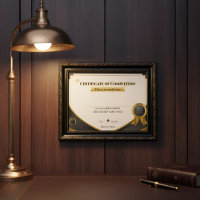 Elegant zwart en goud certificaat van voltooiing P