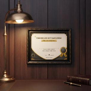 Elegant zwart en goud certificaat van voltooiing P