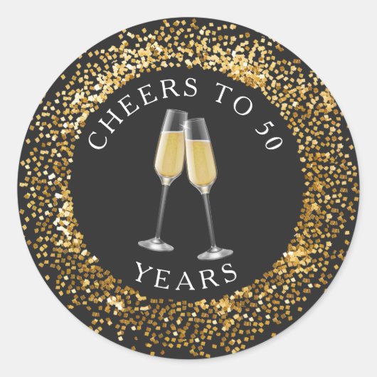 Elegant Zwart en Goud Cheers Verjaardag Sticker (Voorkant)