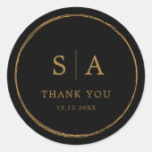 Elegant Zwart en Goud Custom Bedankt Ronde Sticker (Voorkant)