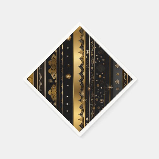Elegant zwart en goud diagonaal gestreept servet (Hoek)