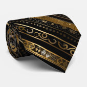 Elegant zwart en goud diagonaal gestreept stropdas (Opgerold)