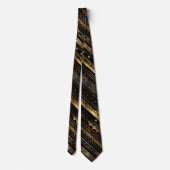 Elegant zwart en goud diagonaal gestreept stropdas (Achterkant)