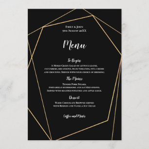 Elegant Zwart en Goud Eenvoudig Geometrisch Lijst Menu
