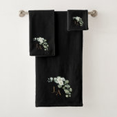 Elegant zwart en goud Eucalyptus gebladerte monogr Bad Handdoek (Insitu)