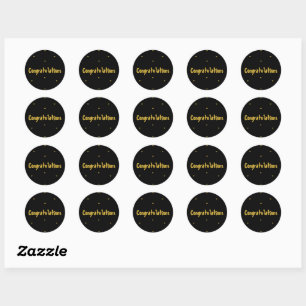 Elegant zwart en goud Gefeliciteerd ronde Sticker