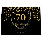 Elegant zwart en goud Gelukkige Verjaardag Groot Cadeauzakje (Voorkant)