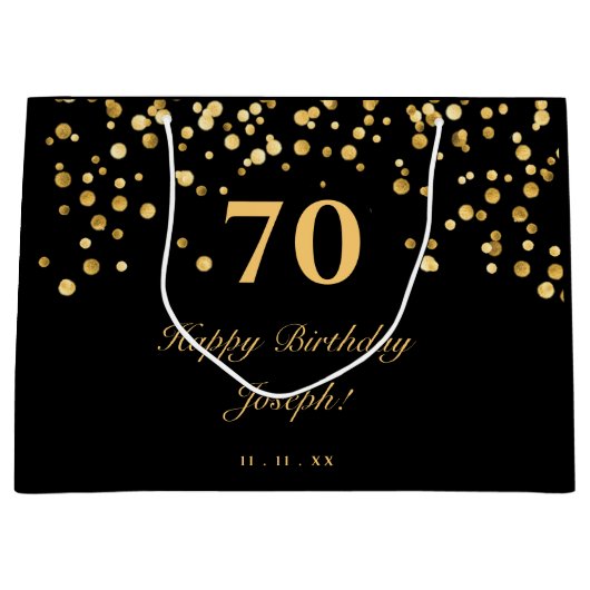Elegant zwart en goud Gelukkige Verjaardag Groot Cadeauzakje (Voorkant)
