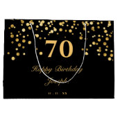 Elegant zwart en goud Gelukkige Verjaardag Groot Cadeauzakje (Achterkant)