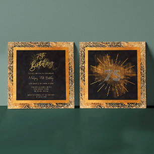 Elegant Zwart en Goud Glitter 75ste Verjaardagsfee Kaart