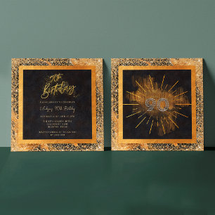 Elegant zwart en goud glitter 90ste verjaardagsfee kaart