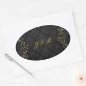 Elegant Zwart en Goud  Goud Kant Lijst 3 Ovale Sticker (Envelop)