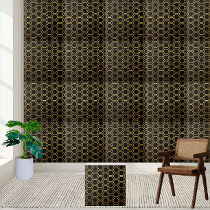 Elegant zwart en goud Honeycomb Hexagon patroon Tegeltje