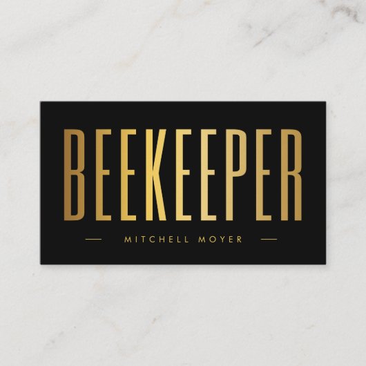 Elegant Zwart en Goud Imker QR Code & Logo Visitekaartje (Voorkant)