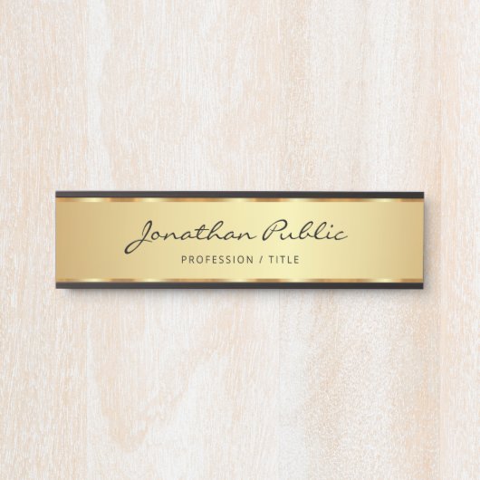 Elegant zwart en goud kalligrafie script deurbordje (Voorkant)