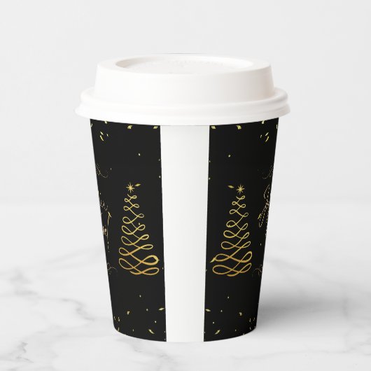 Elegant zwart en goud kerst vermakelijk papieren bekers (Links)