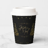 Elegant zwart en goud kerst vermakelijk papieren bekers (Achterkant)